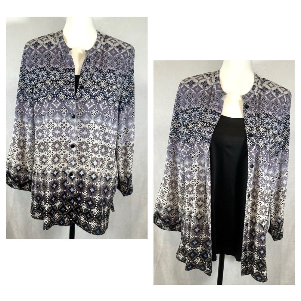 Vintage Rebecca Malone beautiful button down print top with cami size large